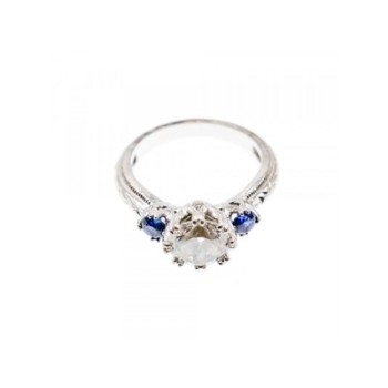925 Sterling Silver Blue & White CZ Ring Size 6.5