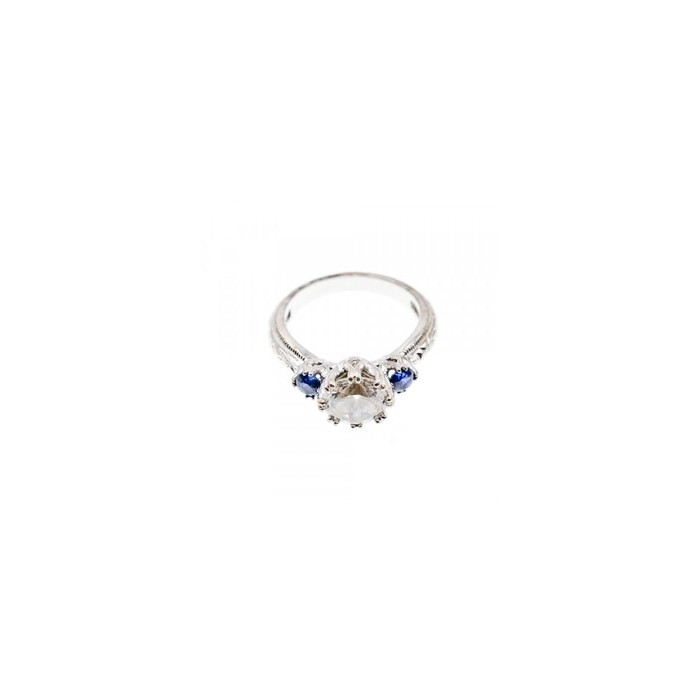 925 Sterling Silver Blue & White CZ Ring Size 6.5
