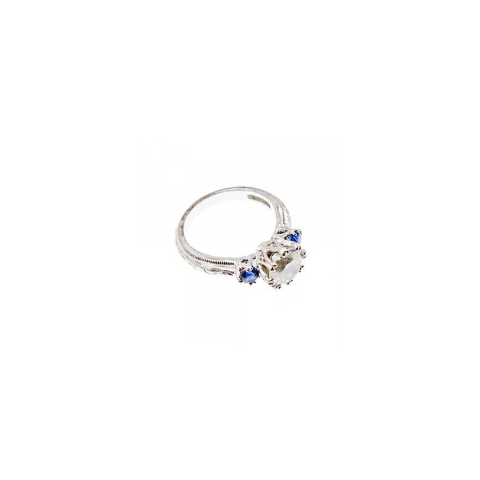 925 Sterling Silver Blue & White CZ Ring Size 6.5