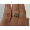 925 Sterling Silver Blue Spinel & CZ Ring Size 6.75