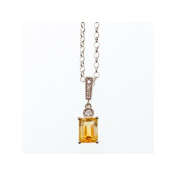925 STERLING SILVER CITRINE & CZ CHAIN WITH PENDANT