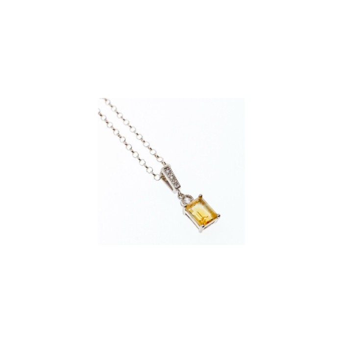 925 STERLING SILVER CITRINE & CZ CHAIN WITH PENDANT