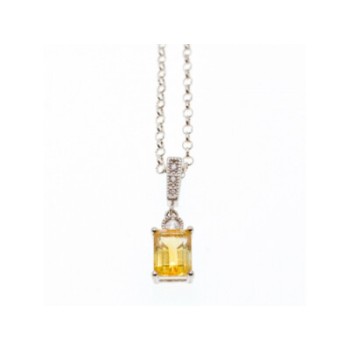 925 STERLING SILVER CITRINE & CZ CHAIN WITH PENDANT