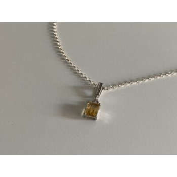 925 STERLING SILVER CITRINE & CZ CHAIN WITH PENDANT