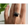 925 Sterling Silver Black Onyx & Marcasites Ring Size 9
