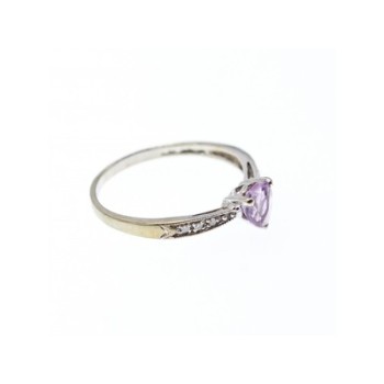 10K WHITE GOLD  AMETHYST & DIAMONDS RING SIZE 8