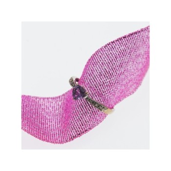 10K WHITE GOLD  AMETHYST & DIAMONDS RING SIZE 8