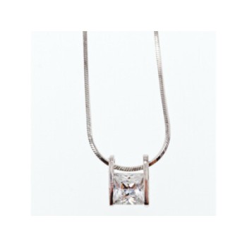925 Sterling Silver CZ Chain With Pendant Italy