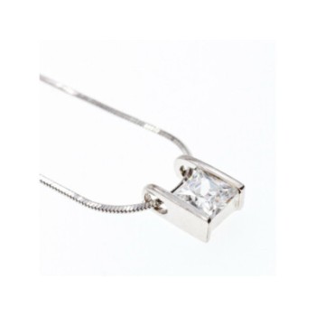 925 Sterling Silver CZ Chain With Pendant Italy