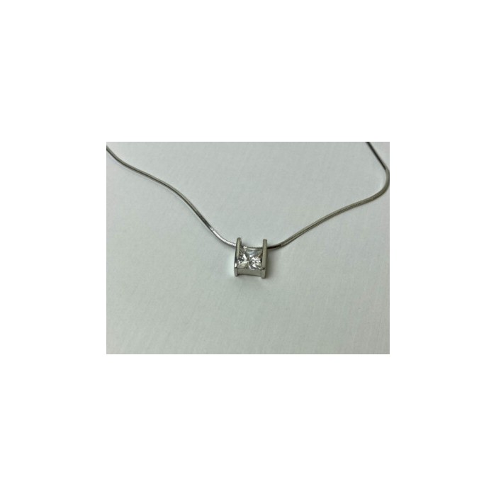 925 Sterling Silver CZ Chain With Pendant Italy