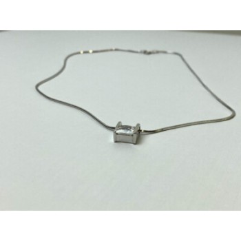 925 Sterling Silver CZ Chain With Pendant Italy