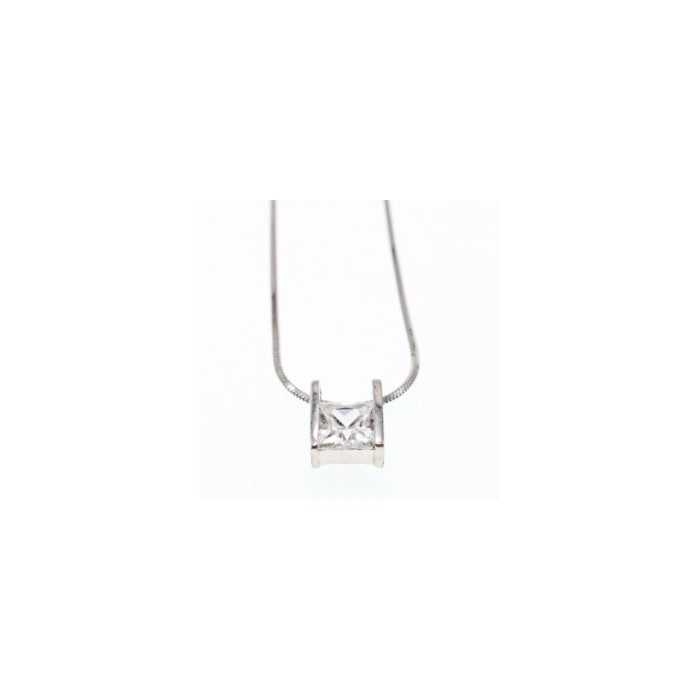 925 Sterling Silver CZ Chain With Pendant Italy