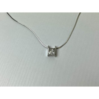 925 Sterling Silver CZ Chain With Pendant Italy