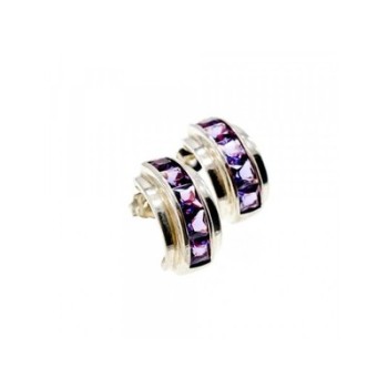 925 Sterling Silver Purple Tourmaline Stud Earrings
