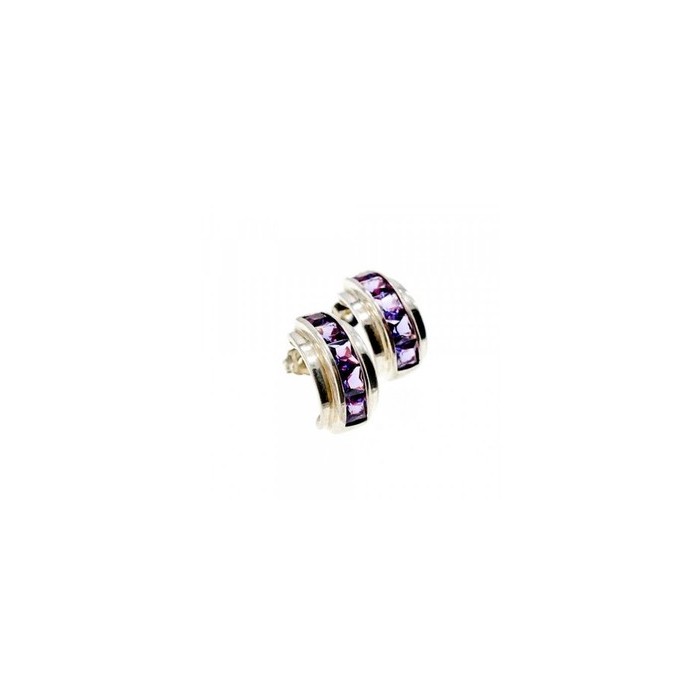 925 Sterling Silver Purple Tourmaline Stud Earrings