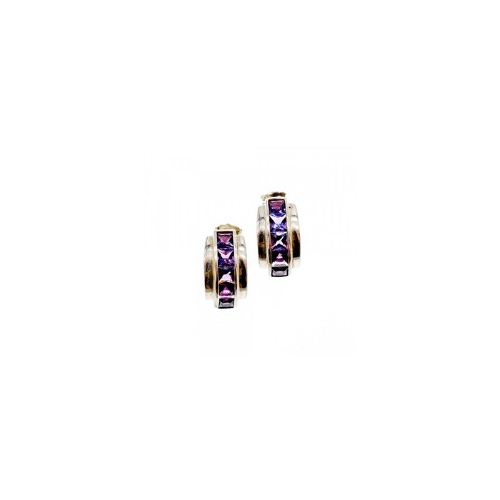 925 Sterling Silver Purple Tourmaline Stud Earrings