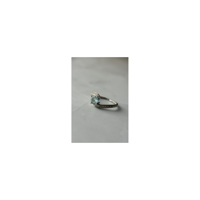 925 Sterling Silver Blue Spinel & CZ Ring Size 8.5