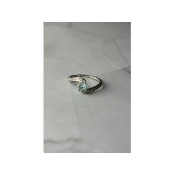 925 Sterling Silver Blue Spinel & CZ Ring Size 8.5