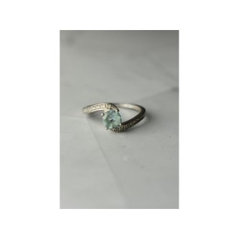 925 Sterling Silver Blue Spinel & CZ Ring Size 8.5