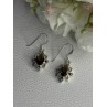 925 Sterling Silver Hessonite & Marcasite Earrings Length 1.10 Inch