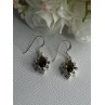 925 Sterling Silver Hessonite & Marcasite Earrings Length 1.10 Inch