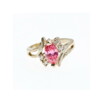 925 Sterling Silver Pink & White CZ Ring Size 7