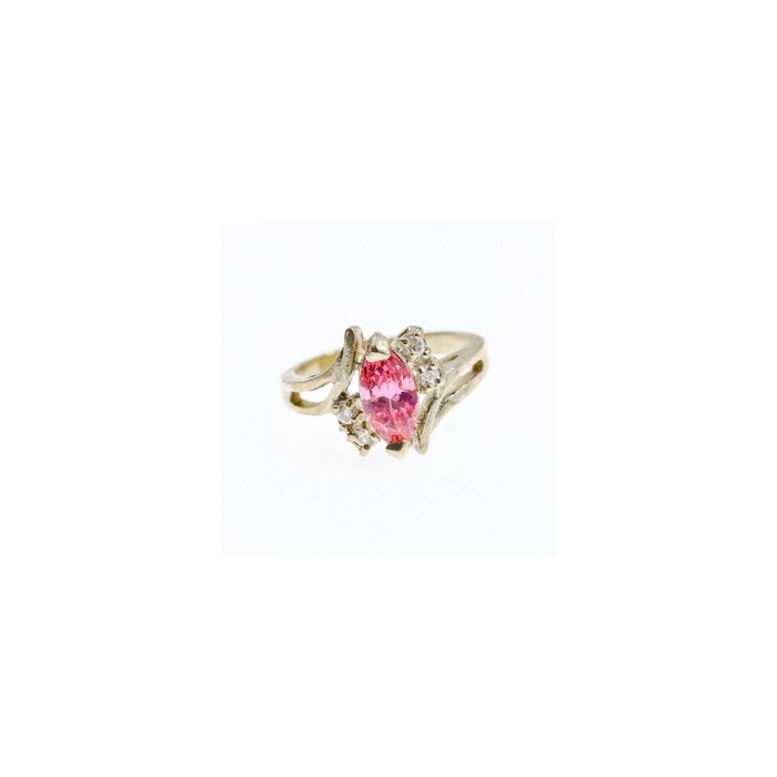925 Sterling Silver Pink & White CZ Ring Size 7