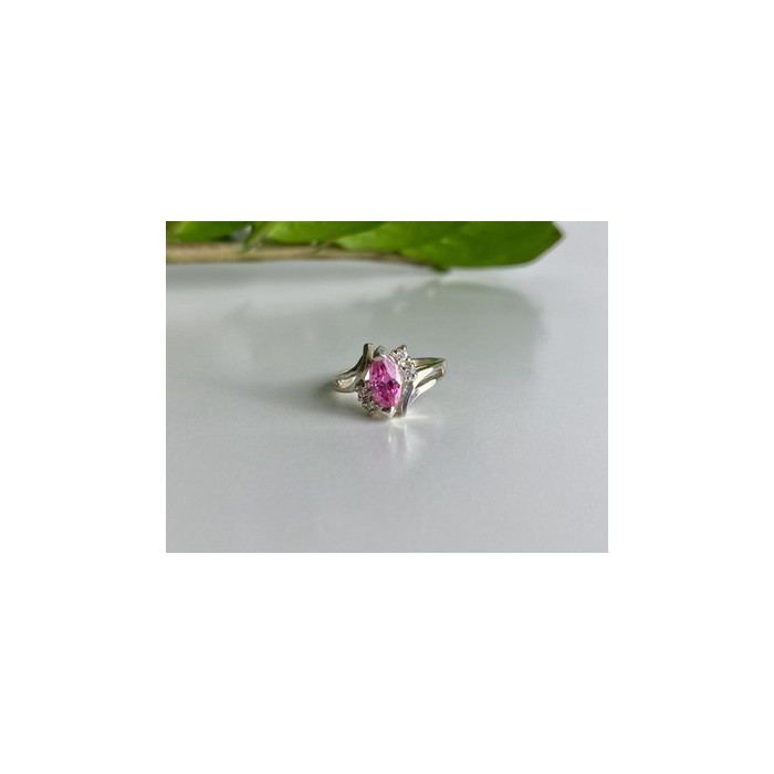 925 Sterling Silver Pink & White CZ Ring Size 7