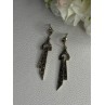 Elegant 925 Sterling Silver Marcasite Earrings Length 1.80 Inch