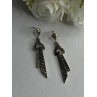 Elegant 925 Sterling Silver Marcasite Earrings Length 1.80 Inch