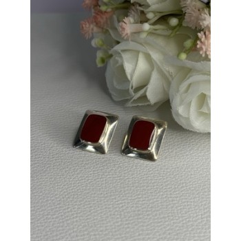 Classy 925 Sterling Silver Carnelian Earrings Length 0.65 Inch