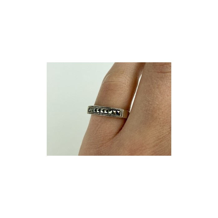 Vintage 925 Sterling Silver Marcasites Ring Size 5.5