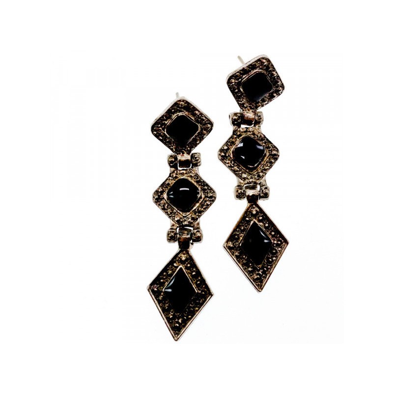 Vintage 925 Sterling Silver Onyx Earrings