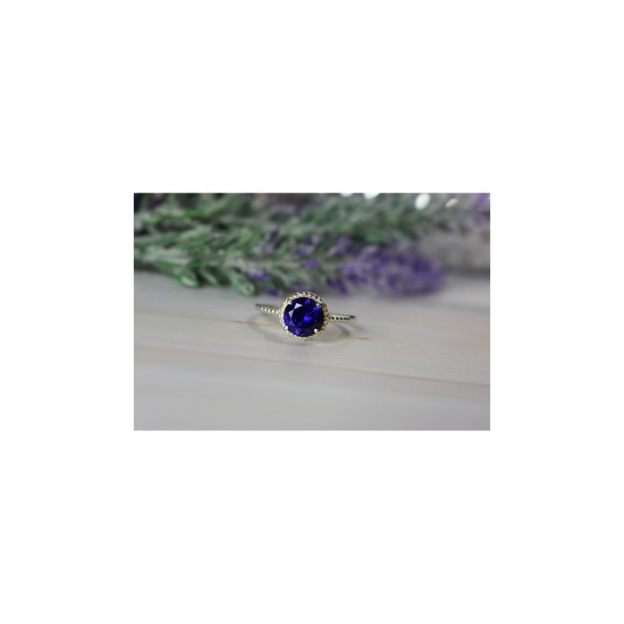 925 Sterling Silver Sapphire Classic Ring Size 8
