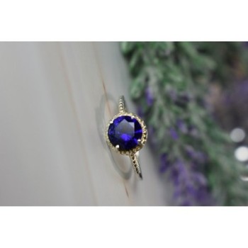 925 Sterling Silver Sapphire Classic Ring Size 8