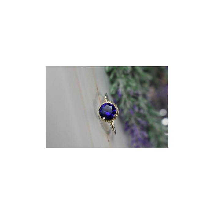 925 Sterling Silver Sapphire Classic Ring Size 8