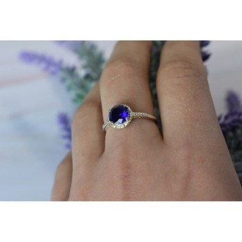 925 Sterling Silver Sapphire Classic Ring Size 8