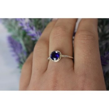 925 Sterling Silver Sapphire Classic Ring Size 8