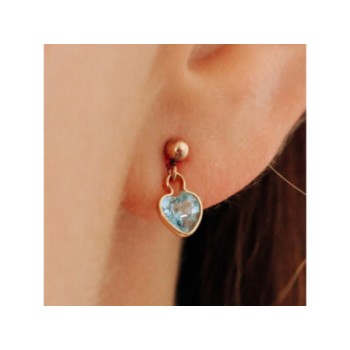 10K YELLOW GOLD BLUE SPINEL EARRINGS