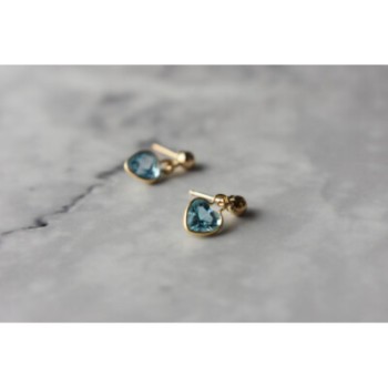 10K YELLOW GOLD BLUE SPINEL EARRINGS