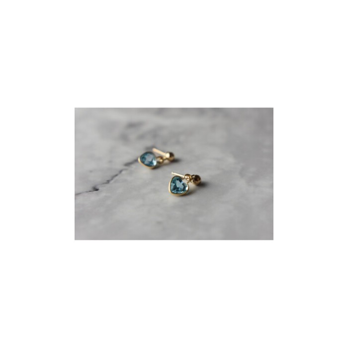 10K YELLOW GOLD BLUE SPINEL EARRINGS