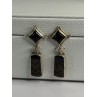 925 Sterling Silver Abalone & Onyx Earrings Length 1.50 Inch
