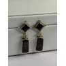925 Sterling Silver Abalone & Onyx Earrings Length 1.50 Inch