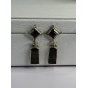925 Sterling Silver Abalone & Onyx Earrings Length 1.50 Inch