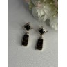 925 Sterling Silver Abalone & Onyx Earrings Length 1.50 Inch