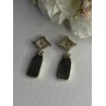 925 Sterling Silver Abalone & Onyx Earrings Length 1.50 Inch