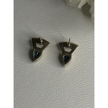 925 STERLING SILVER TOPAZ & PEARL EARRINGS LENGTH 0.70 INCH