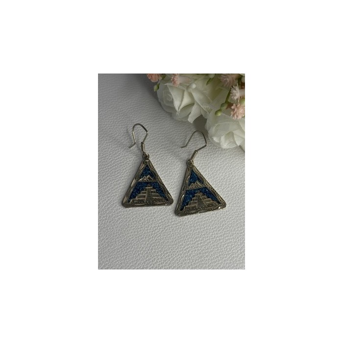 Vintage 925 Sterling Silver Turquoise Earrings Length 1.80 Inch