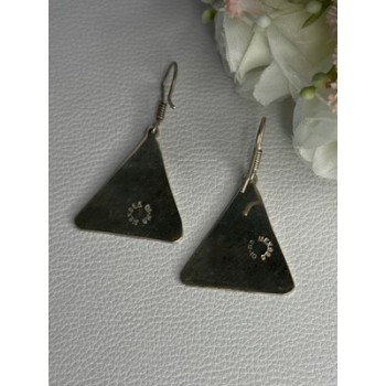 Vintage 925 Sterling Silver Turquoise Earrings Length 1.80 Inch