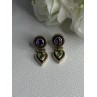 925 Sterling Silver Amethyst & Peridot Earrings Length 1 Inch